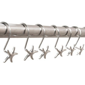 Hermosa Collection starfish shower hook on-rod design encourages seamless curtain movement.