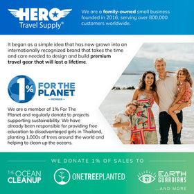 Hero Travel Supply beach-ready blue microfiber towel for travel.