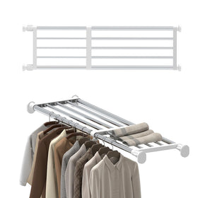 Hershii expandable shelf rod closeup shows sturdy stainless steel and ABS build for long-lasting use.