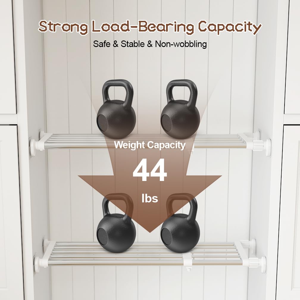 Hershii expandable shelf rod uses durable metal composite for daily home organization.