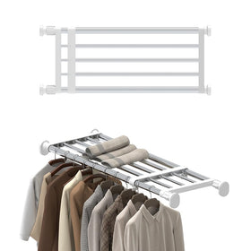 Hershii expandable shelf rod showing tool-free closet setup.
