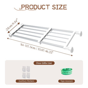 Hershii expandable shelf rod mounted on a wall demonstrates quick, tool-free setup.