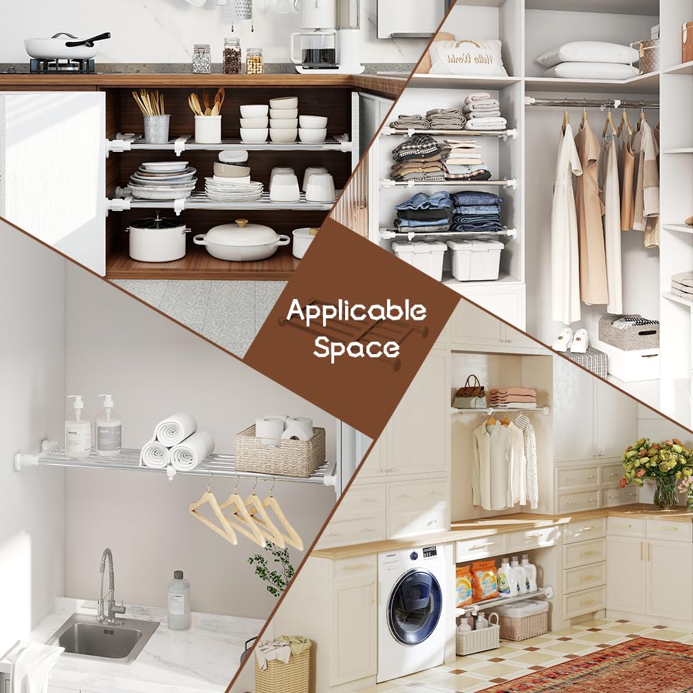Hershii space-saving rack above a washer.