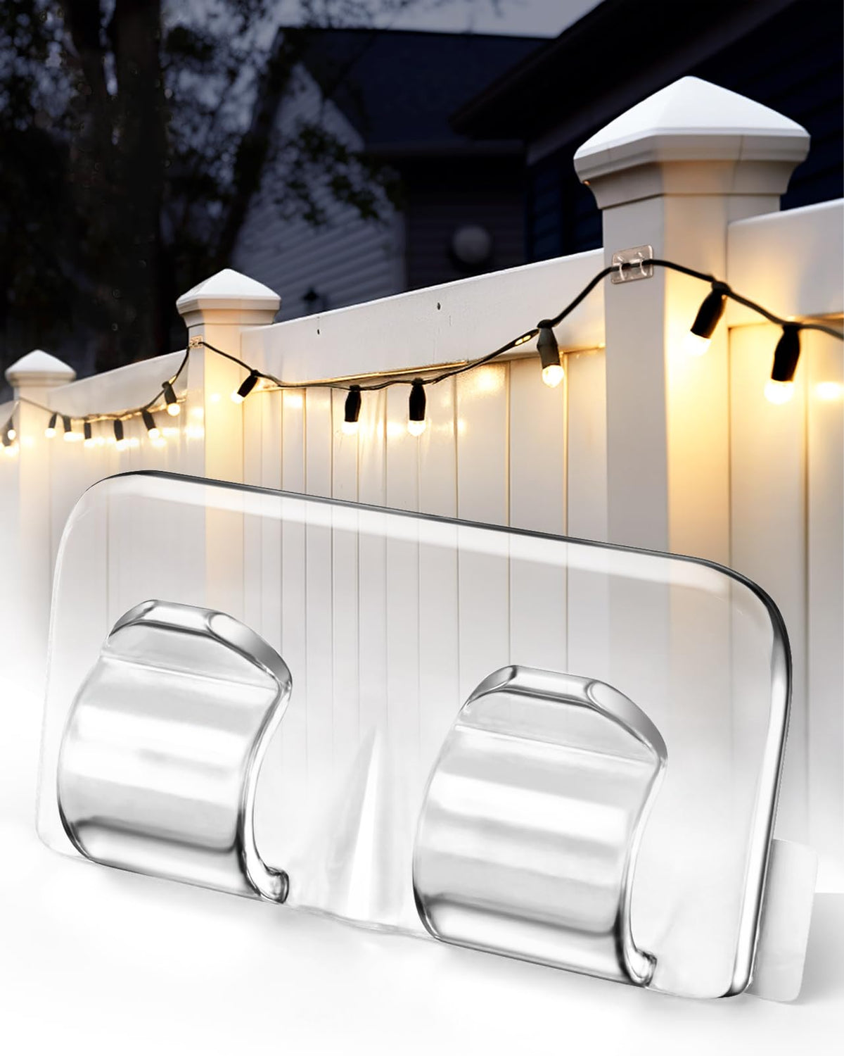 Hetyue outdoor lights clip with double hook for secure hanging