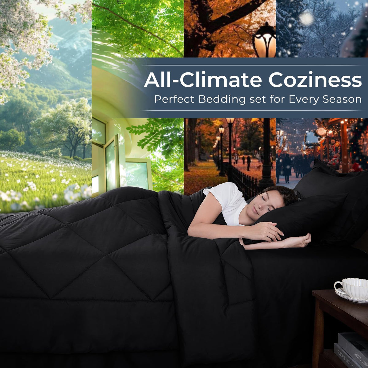 HEVUMYI deep-pocket fitted-sheet (queen) ensures secure sleep on 10-14 inches mattresses.