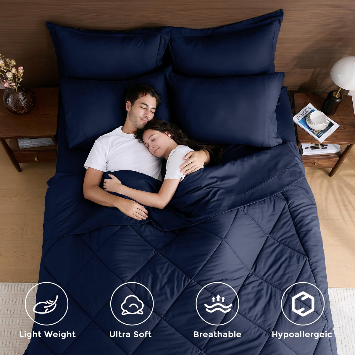 HEVUMYI premium microfiber close-up shows cloud-soft feel and reduced static