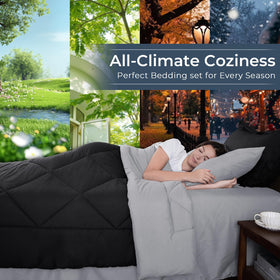 HEVUMYI Queen Comforter Set baffle box construction preserves fullness after washing.