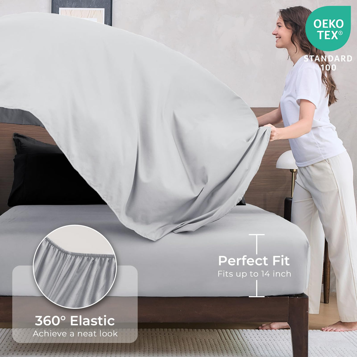 HEVUMYI Queen Comforter Set includes flat sheet and pillowcases for complete bedding.