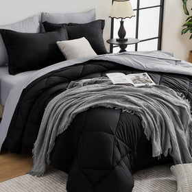 HEVUMYI Queen Comforter Set packaging showcases premium quality and easy setup.