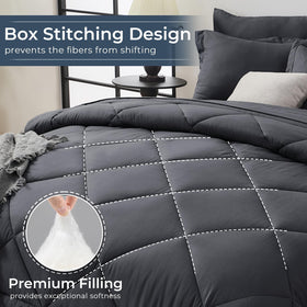 HEVUMYI comforter shows baffle-box construction for evenly distributed fill