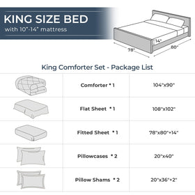 HEVUMYI king-bed set shown on bed demonstrates all-season comfort and tidy presentation.