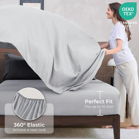 HEVUMYI flat sheet 90x102 laid flat on bed