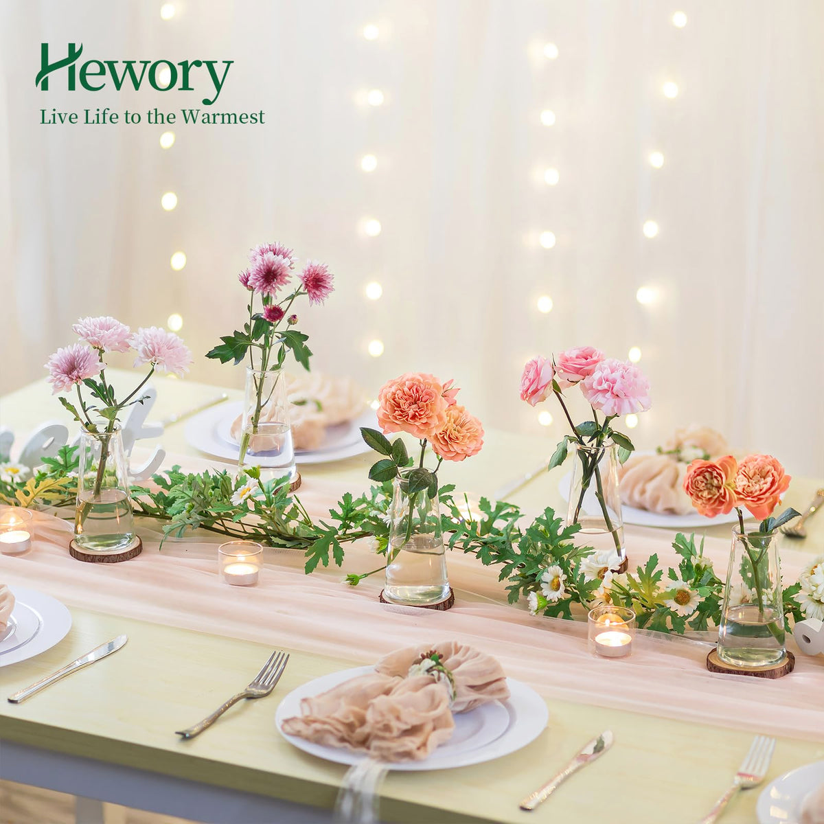 Hewory vases hold fresh or dried flowers for versatile decor