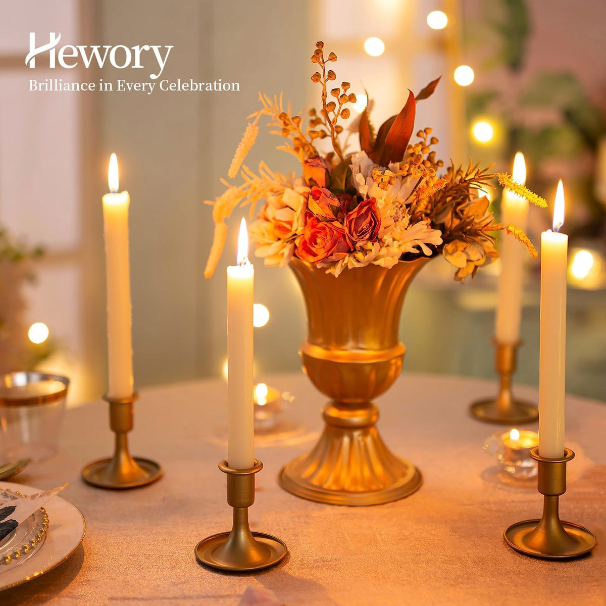 Hewory Christmas dining candlesticks suitable for mantel and shelves