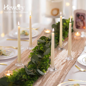 Hewory crystal-clear candlestick holders provide sturdy centerpieces for events.
