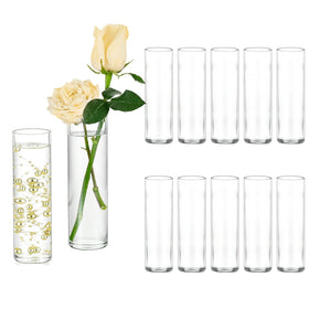 Hewory cylinder glass bud vase set of 12 for elegant centerpieces.