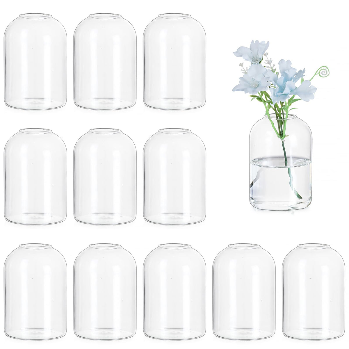 Hewory glass bud vase centerpieces show an elegant focal point for events