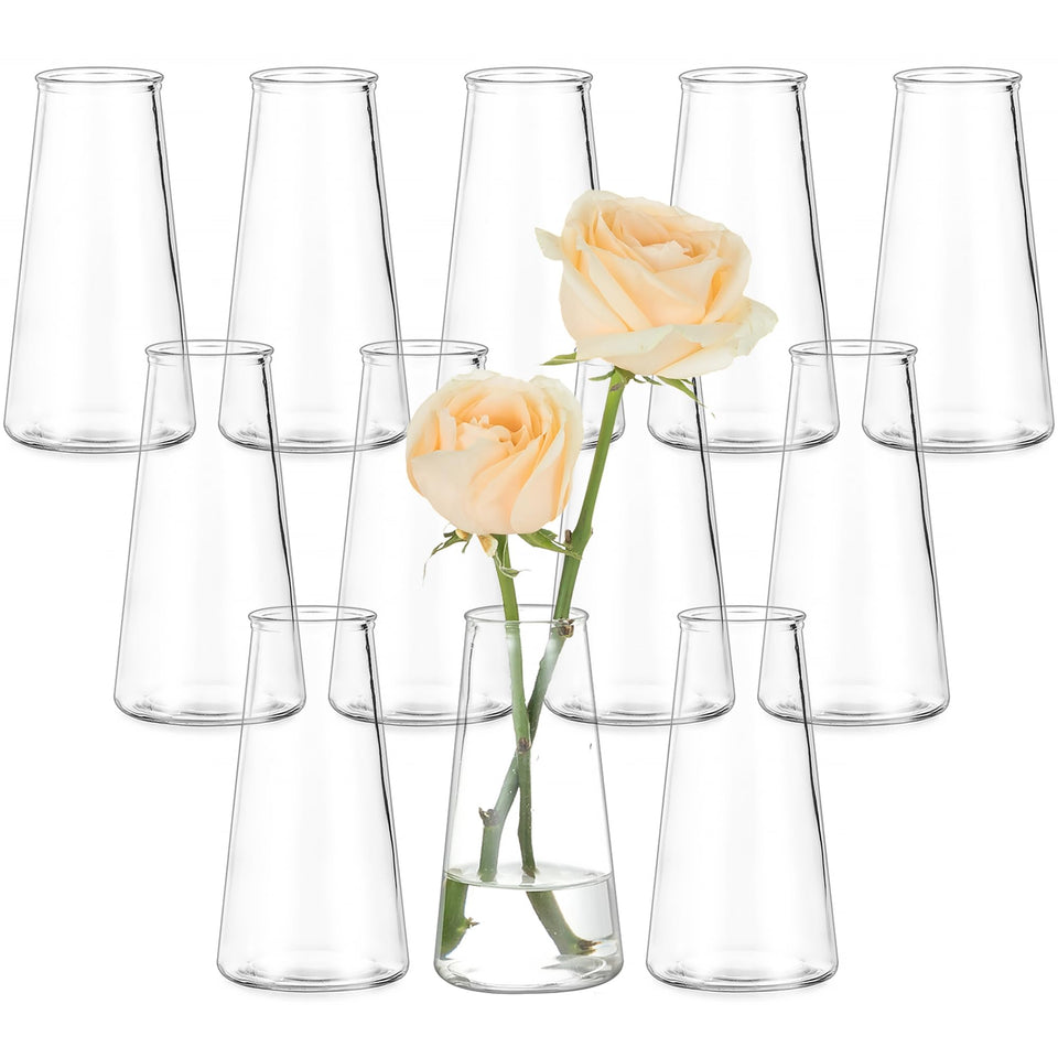 Hewory clear glass bud vase set of 12 for elegant wedding centerpieces