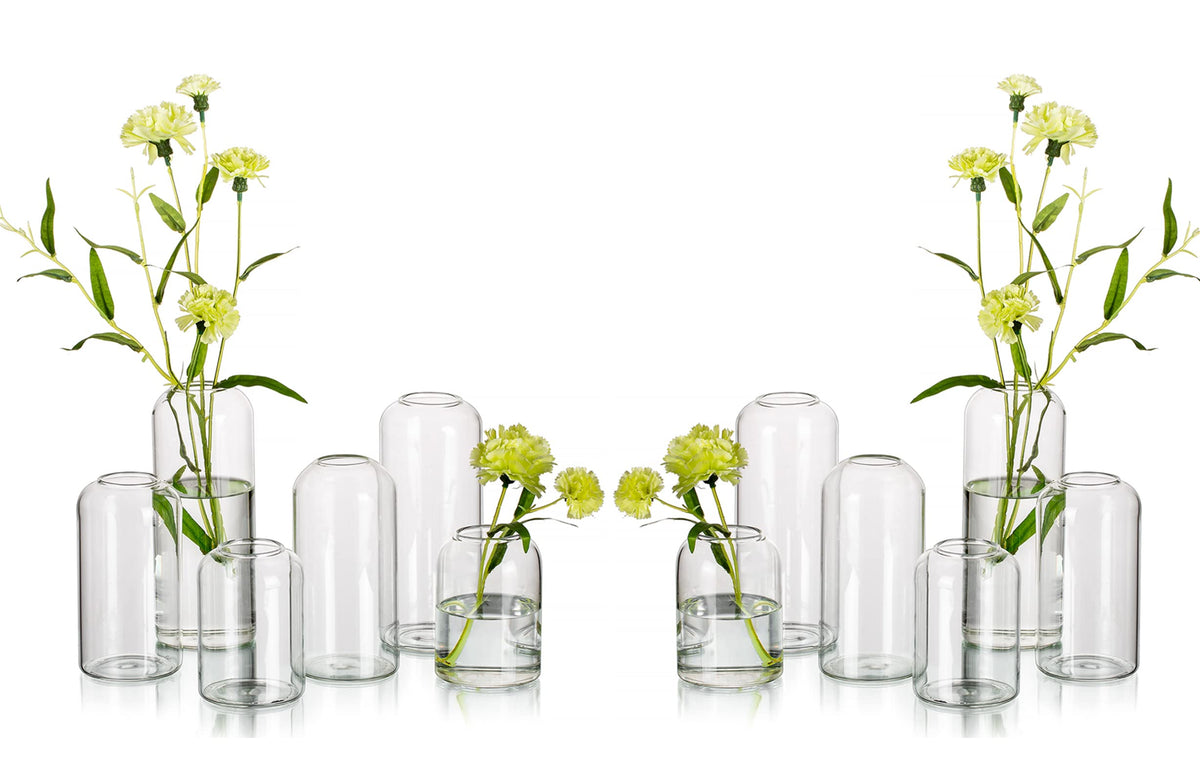 Hewory glass bud vase set of 12 for elegant wedding centerpieces