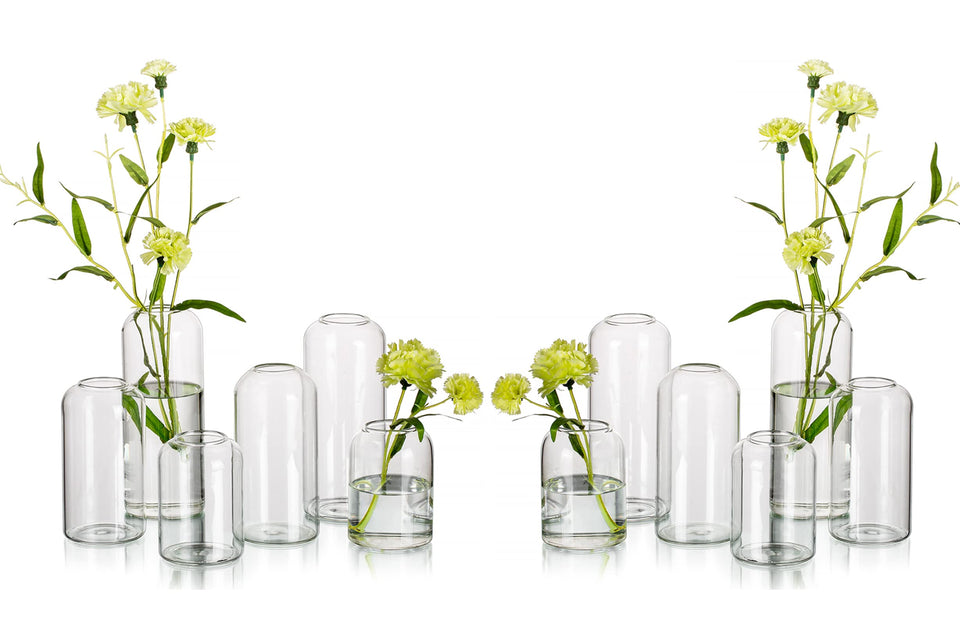 Hewory glass bud vase set of 12 for elegant wedding centerpieces