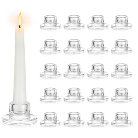 Hewory glass taper candle holders set of 20 adds crystal sparkle to tables.