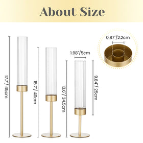 Hewory Gold hurricane candle holders perfect as dining table centerpiece for parties and holidays