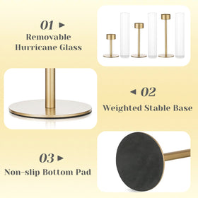 Hewory Gold hurricane candle holders ideal for weddings and festive decorations