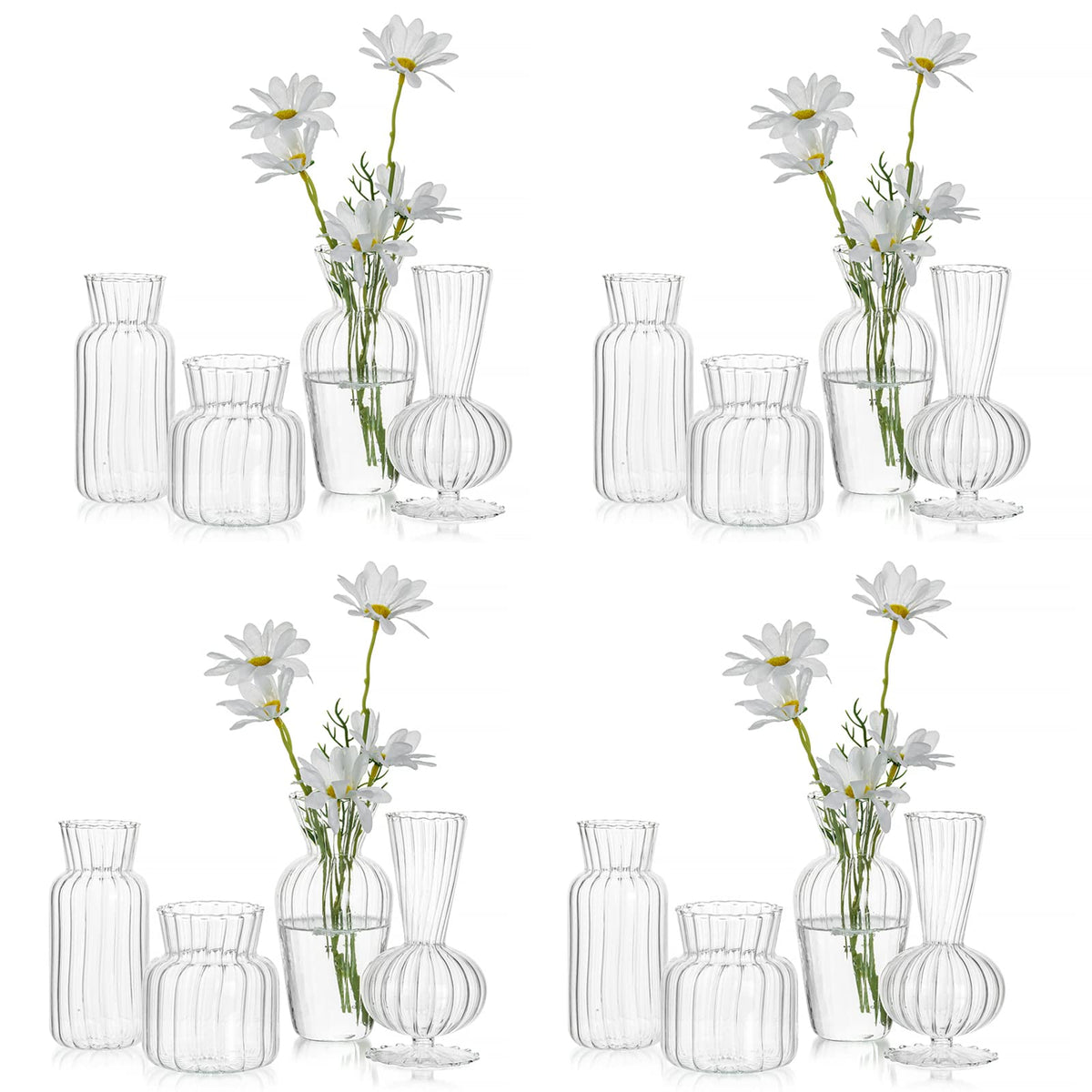 Hewory mini glass vase centerpiece, clear bud vase perfect for elegant table settings with real flowers.