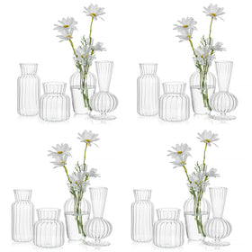 Hewory mini glass vase centerpiece, clear bud vase perfect for elegant table settings with real flowers.