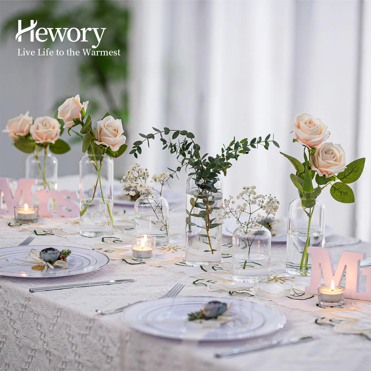 Hewory modern small glass vases ideal for vivid floral displays