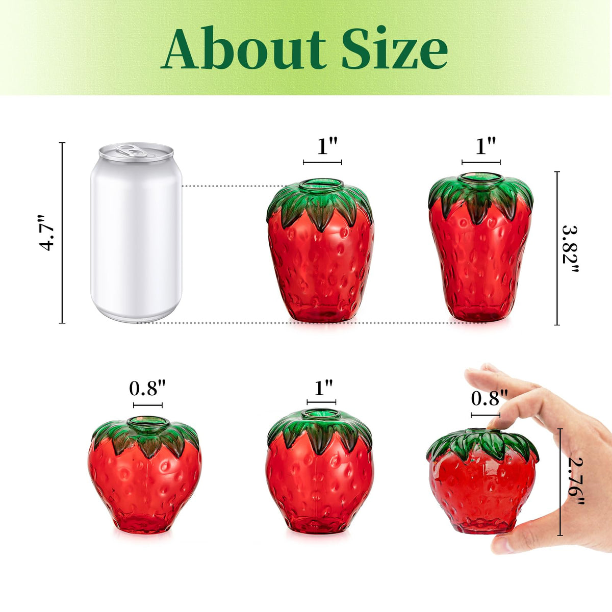 Hewory red strawberry vase with clear glass finish enhances modern home décor
