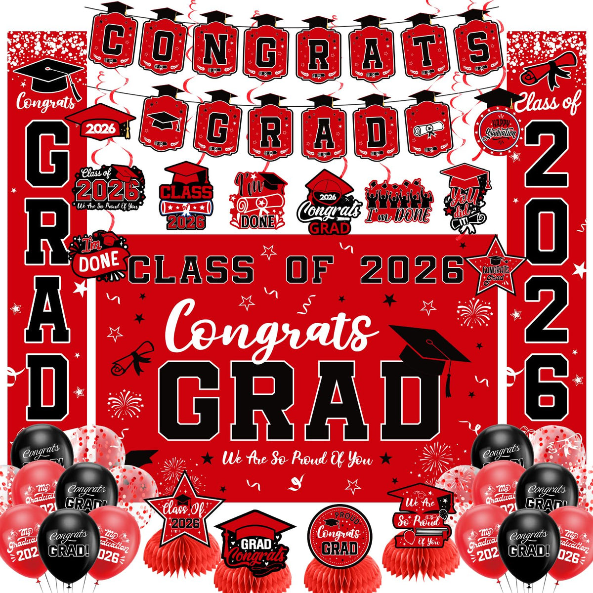 HEWUAUL congrats grad banner enhances a festive graduation entrance