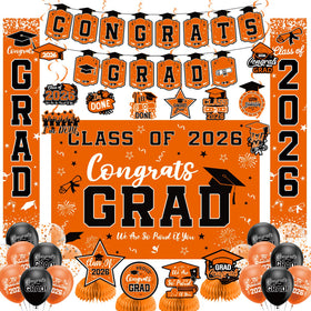 HEWUAUL Congrats Grad banner enhances the graduation party setup with bold styling