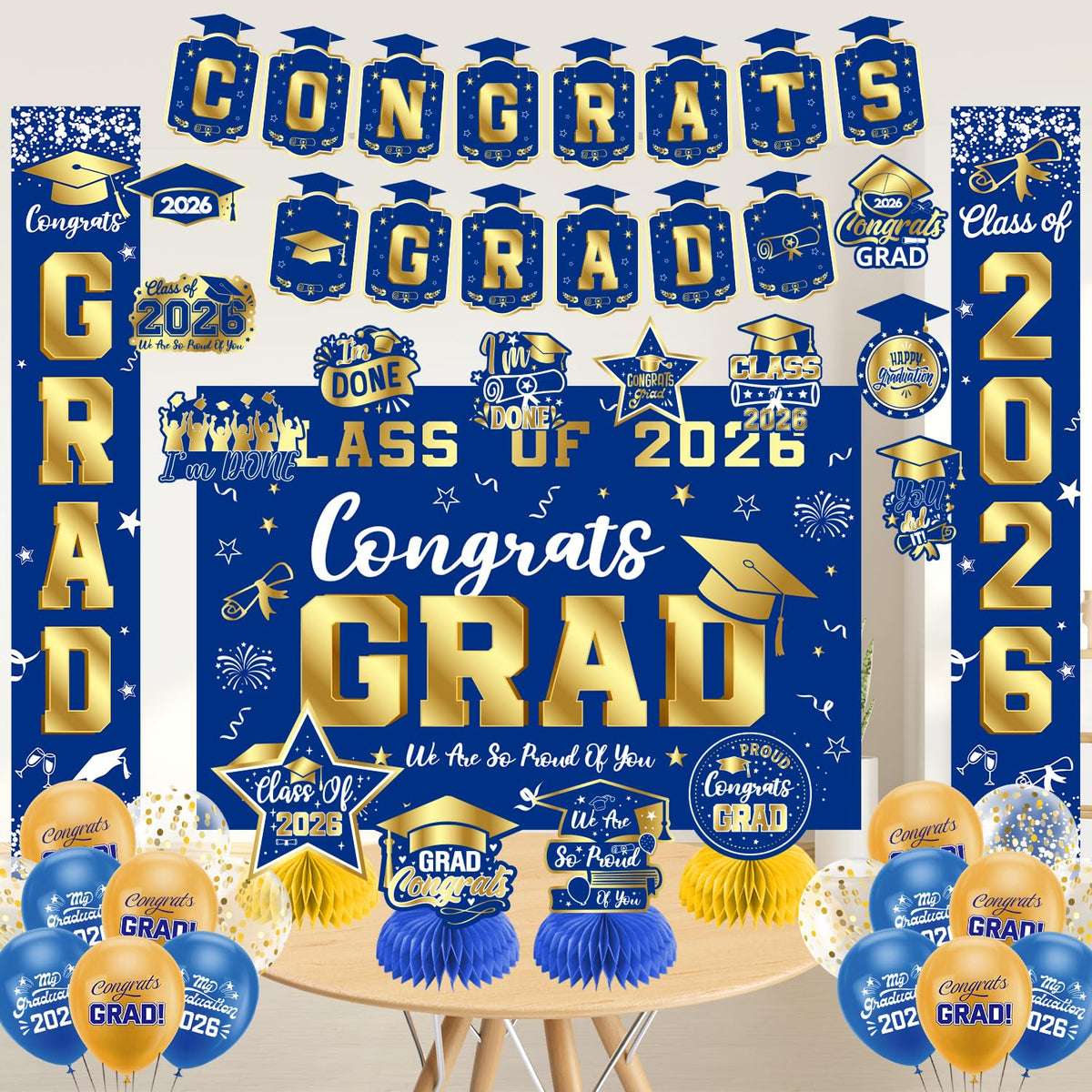 HEWUAUL honeycomb-centerpieces-blue-gold add vibrant table accents