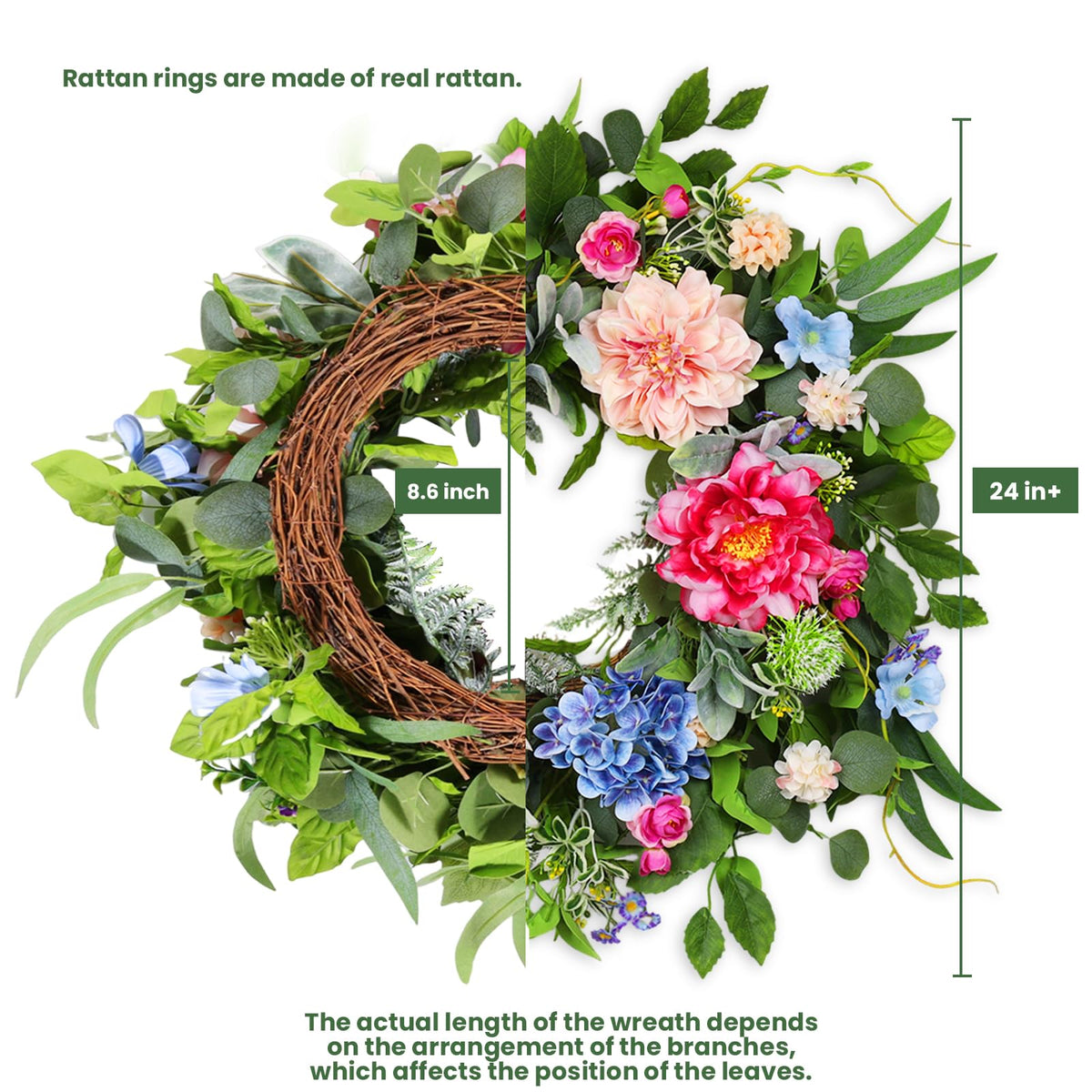 Hey Beky eucalyptus greenery wreath provides a lush, low-maintenance focal point for walls or porches.