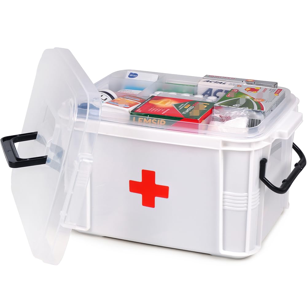 HEY FOLY 15qt white medicine organizer with tray for easy access