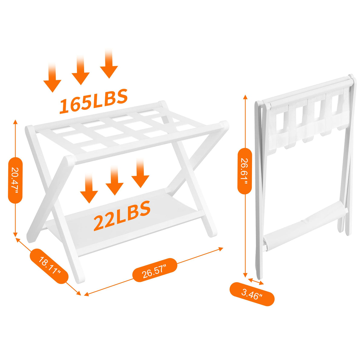 Heybly luggage rack double storage holds a tote bag beside luggage