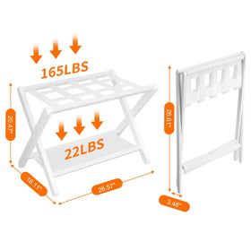 Heybly luggage rack double storage holds a tote bag beside luggage