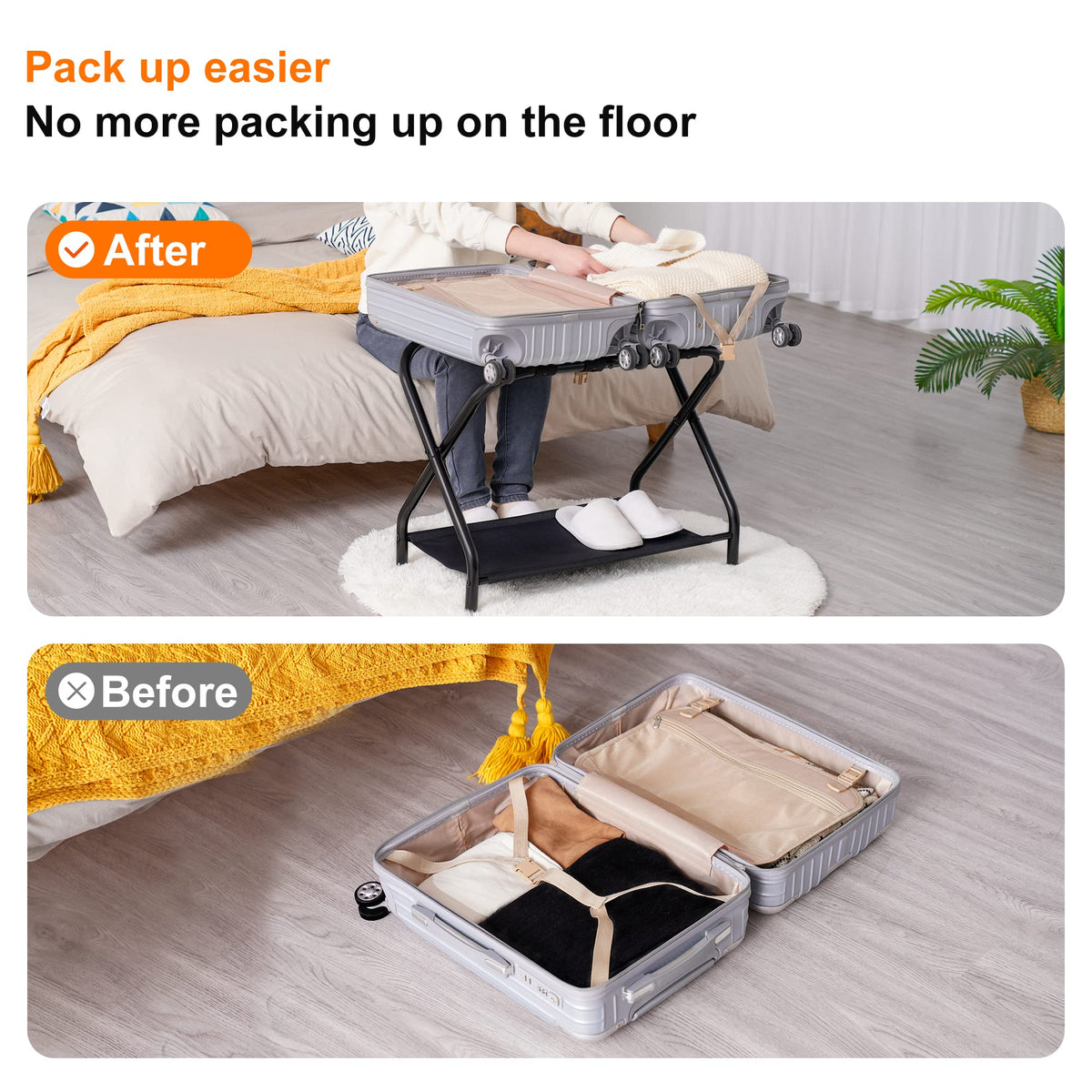 Heybly luggage rack pack of two offers value for guest rooms.