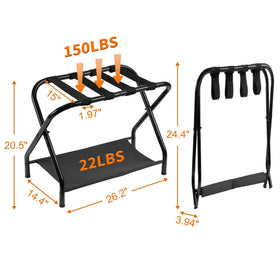 Heybly luggage rack showcases sturdy black steel construction and durability.