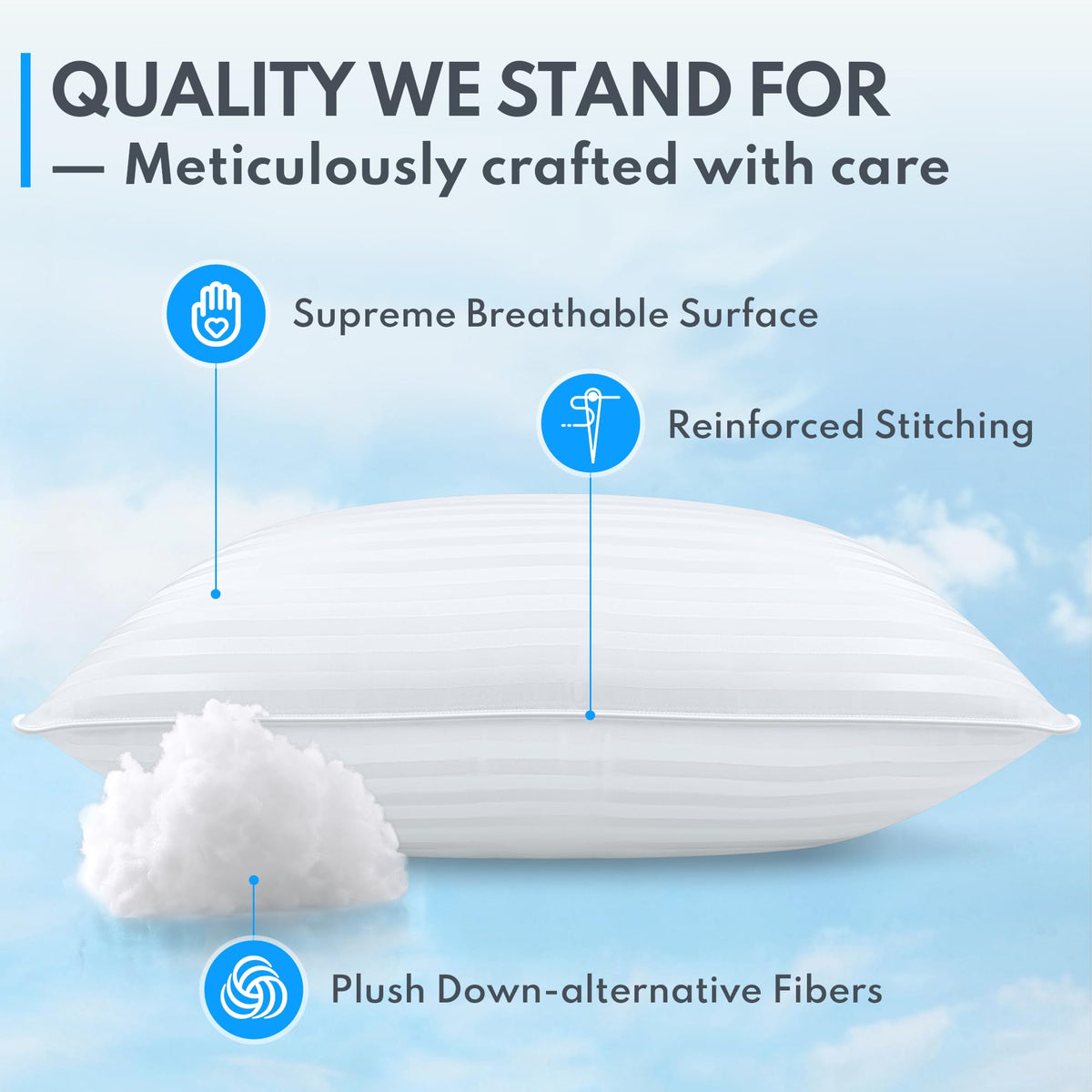 HEYCUZI king-size pillows on a neatly made bed offer inviting, cooling comfort.