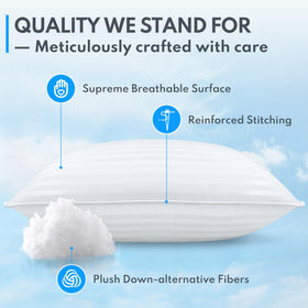 HEYCUZI king-size pillows on a neatly made bed offer inviting, cooling comfort.