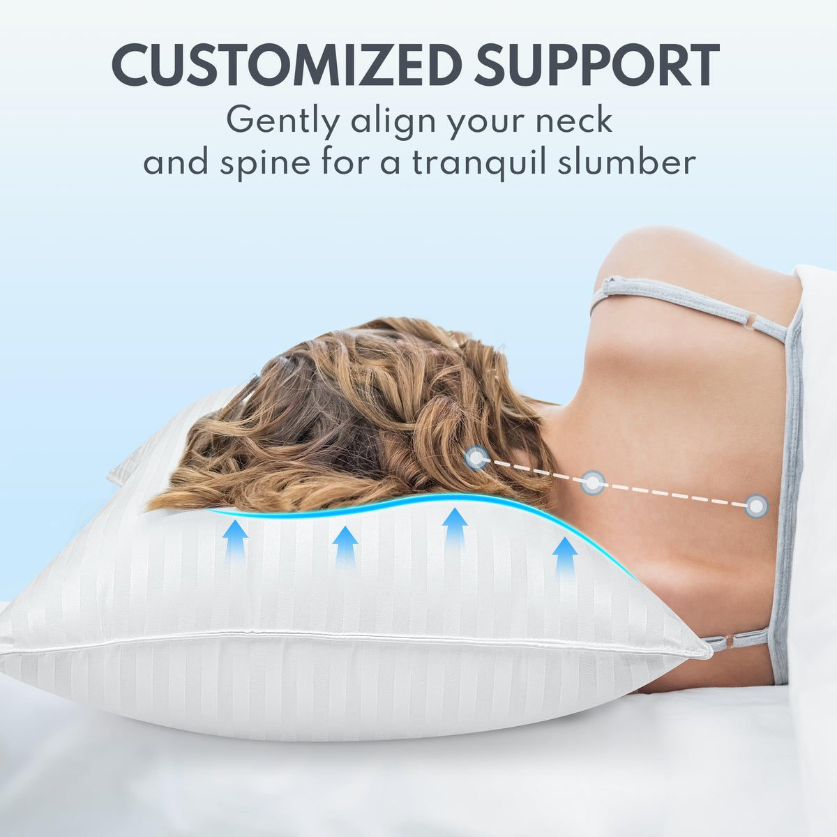 German-sourced Sateen cover on the HEYCUZI pillow enhances cooling comfort.