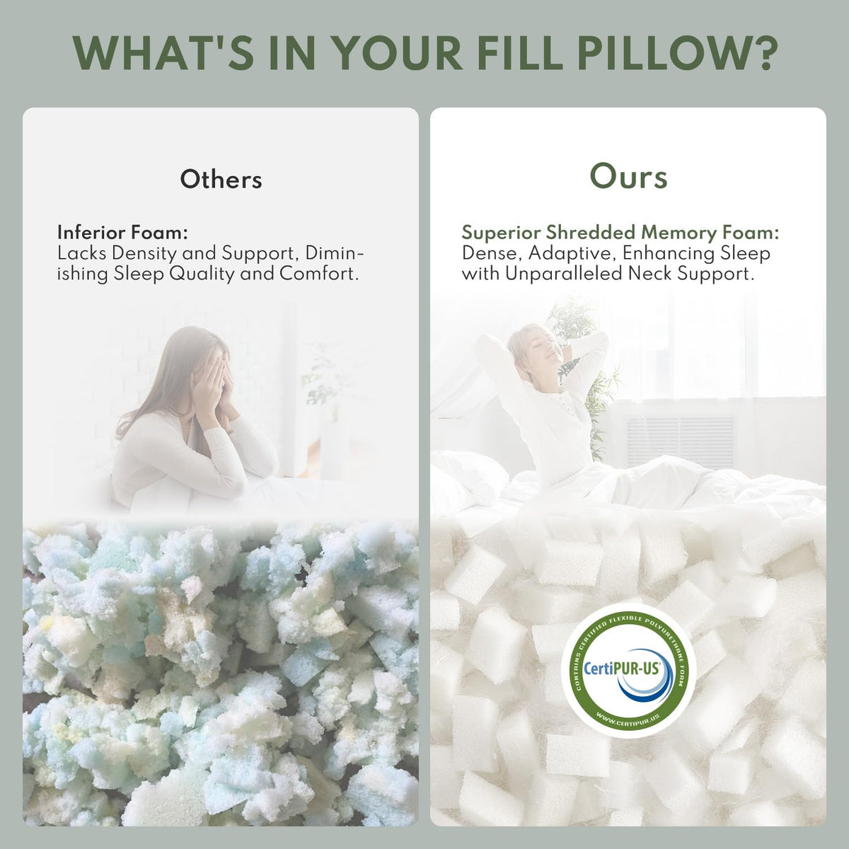 HEYCUZI king size pillows on bed highlight cooling comfort during warm nights.