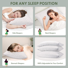 HEYCUZI pillow in side sleeping position demonstrates full neck and shoulder support.