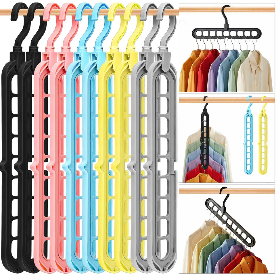HEYHOUSE 9-hole closet hanger saves space and improves ventilation.