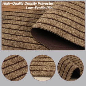 Heyroll entryway rug stripe brown offers durable, easy-care flooring for busy hallways.