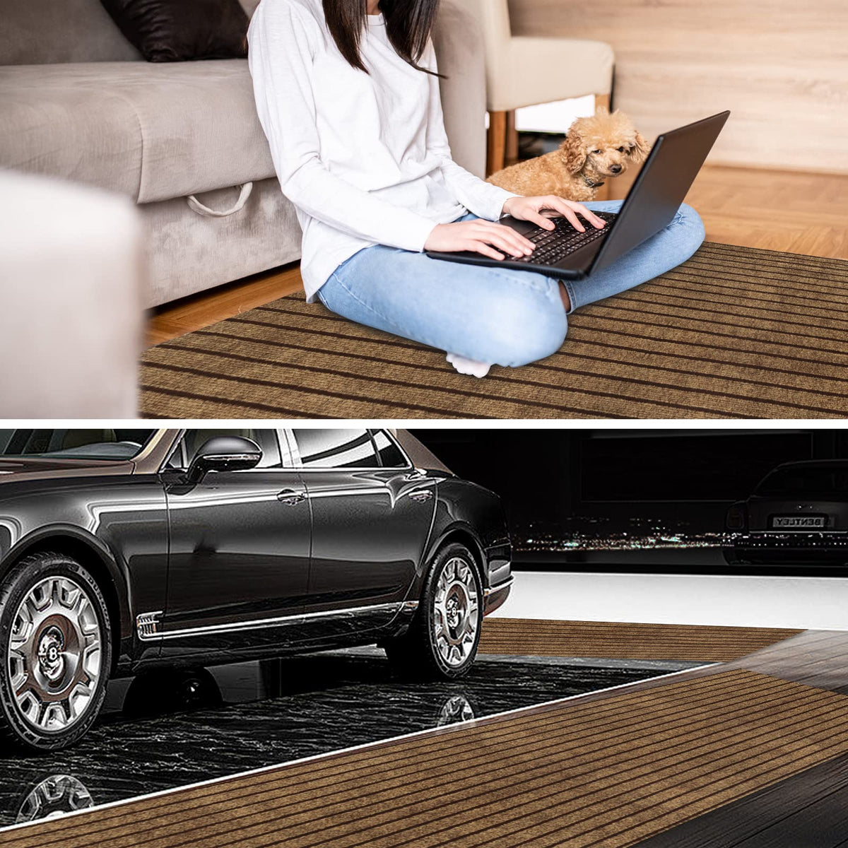 Heyroll living-room runner stripe brown elevates comfort underfoot while remaining easy to clean.