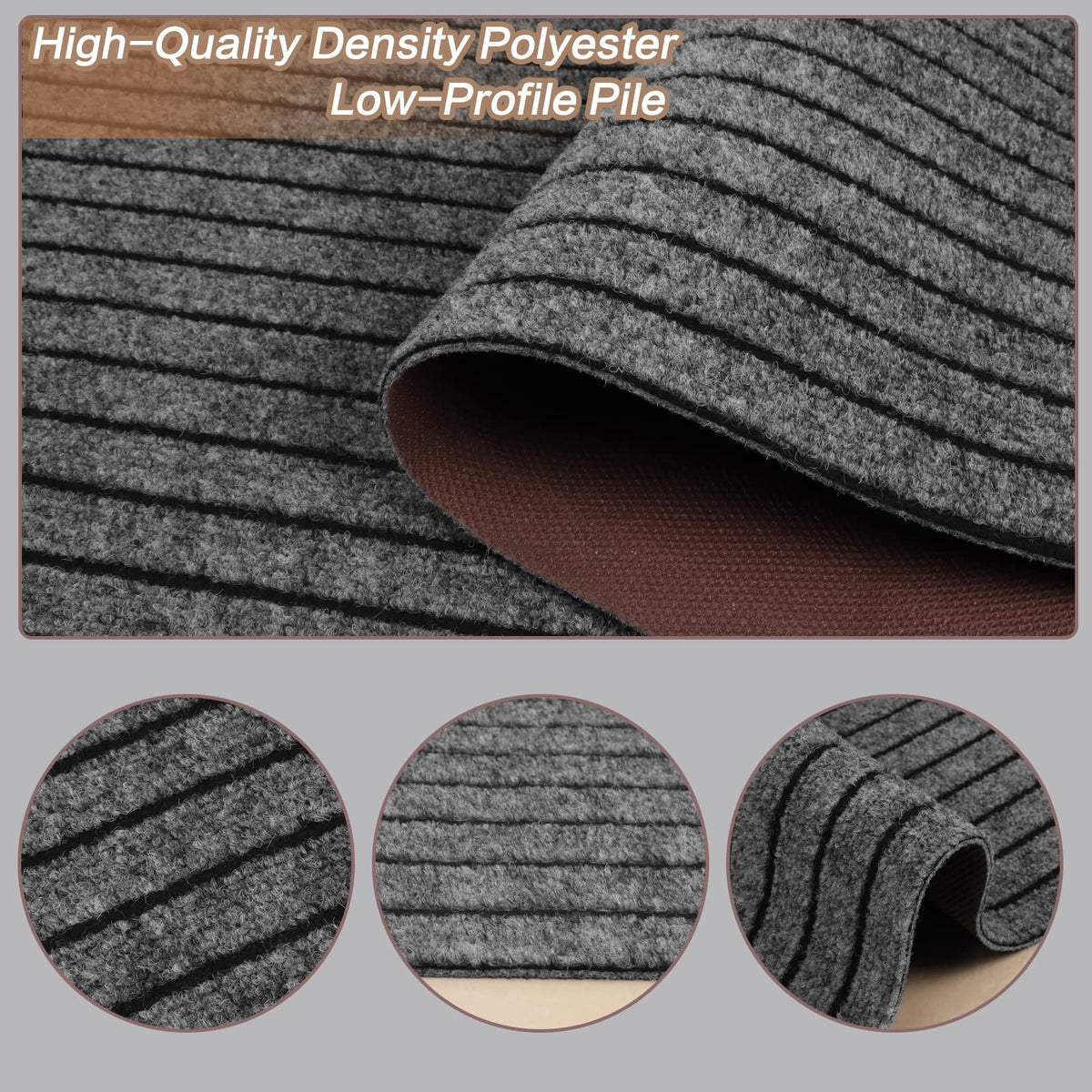 Heyroll rubber-backed runner stripe gray ideal for entryways and decks