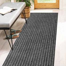 Heyroll runner rug stripe gray with rubber backing for indoor outdoor floors